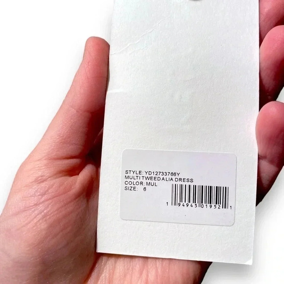 NWT Likely Revolve Alia Tweed Multi Pink Puff Sleeve Mini Dress Size 6 - Picture 5 of 6